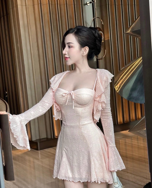 Women Sexy Short Sleeveless Dress With Shrugs